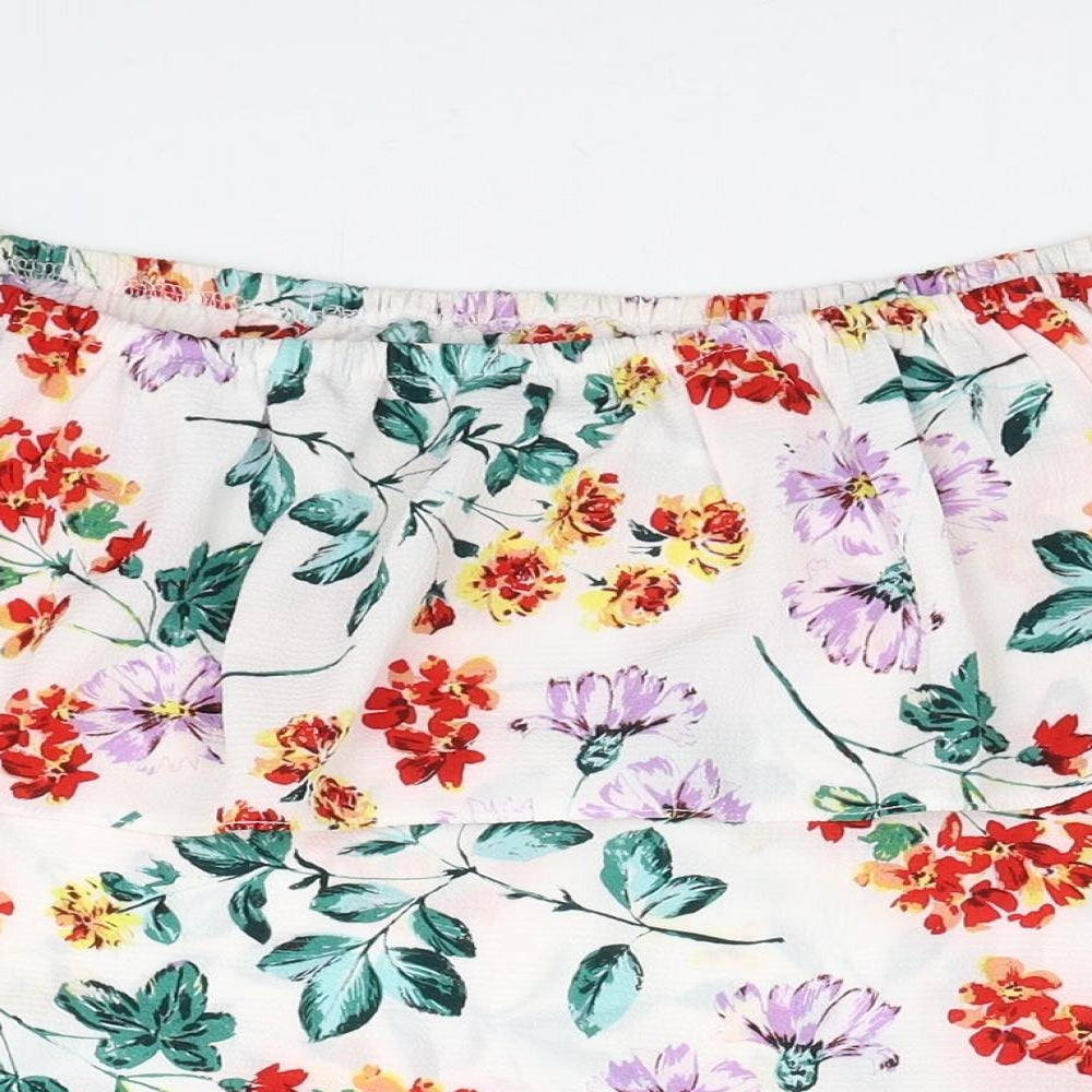 Dorothy Perkins Womens Multicoloured Floral Polyester Basic Blouse Size 10 Off the Shoulder