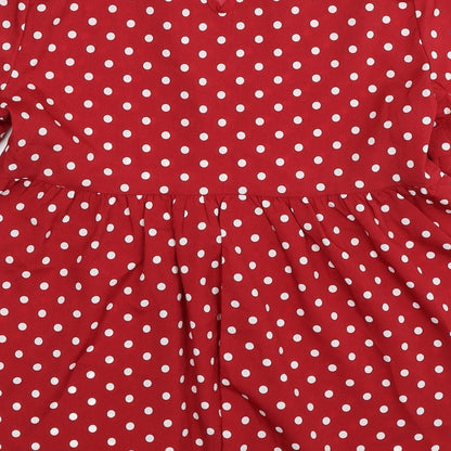 SheIn Womens Red Polka Dot Polyester Basic Blouse Size XS Round Neck