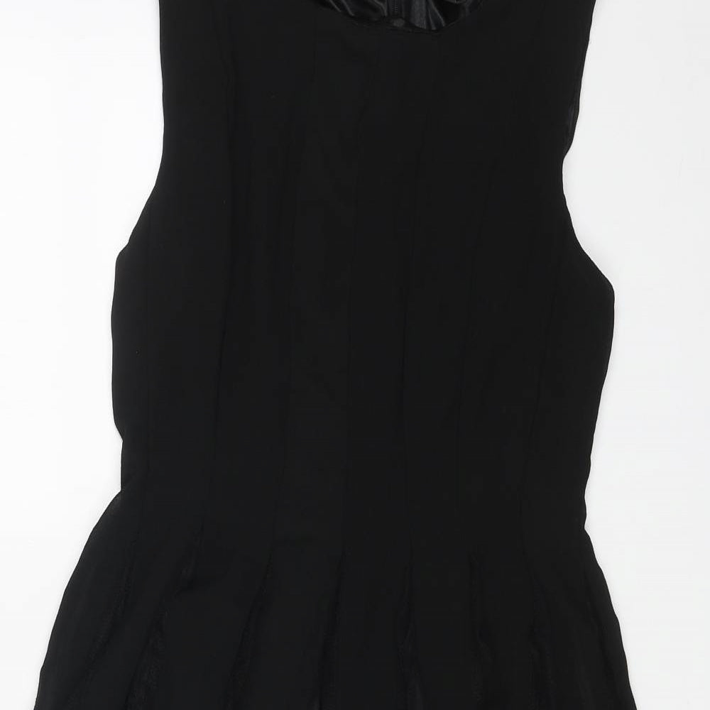 NEXT Womens Black Polyester Skater Dress Size 10 Round Neck Zip