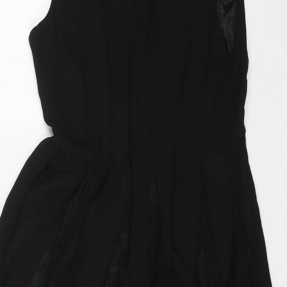 NEXT Womens Black Polyester Skater Dress Size 10 Round Neck Zip