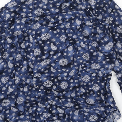 Dorocci Womens Blue Geometric Viscose Basic Button-Up Size 2XL Collared