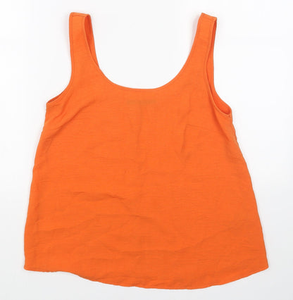 George Womens Orange Polyester Basic Tank Size 6 Scoop Neck