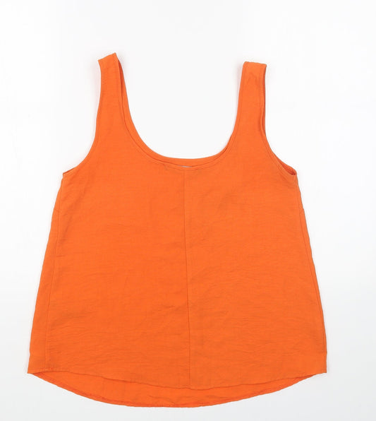 George Womens Orange Polyester Basic Tank Size 6 Scoop Neck