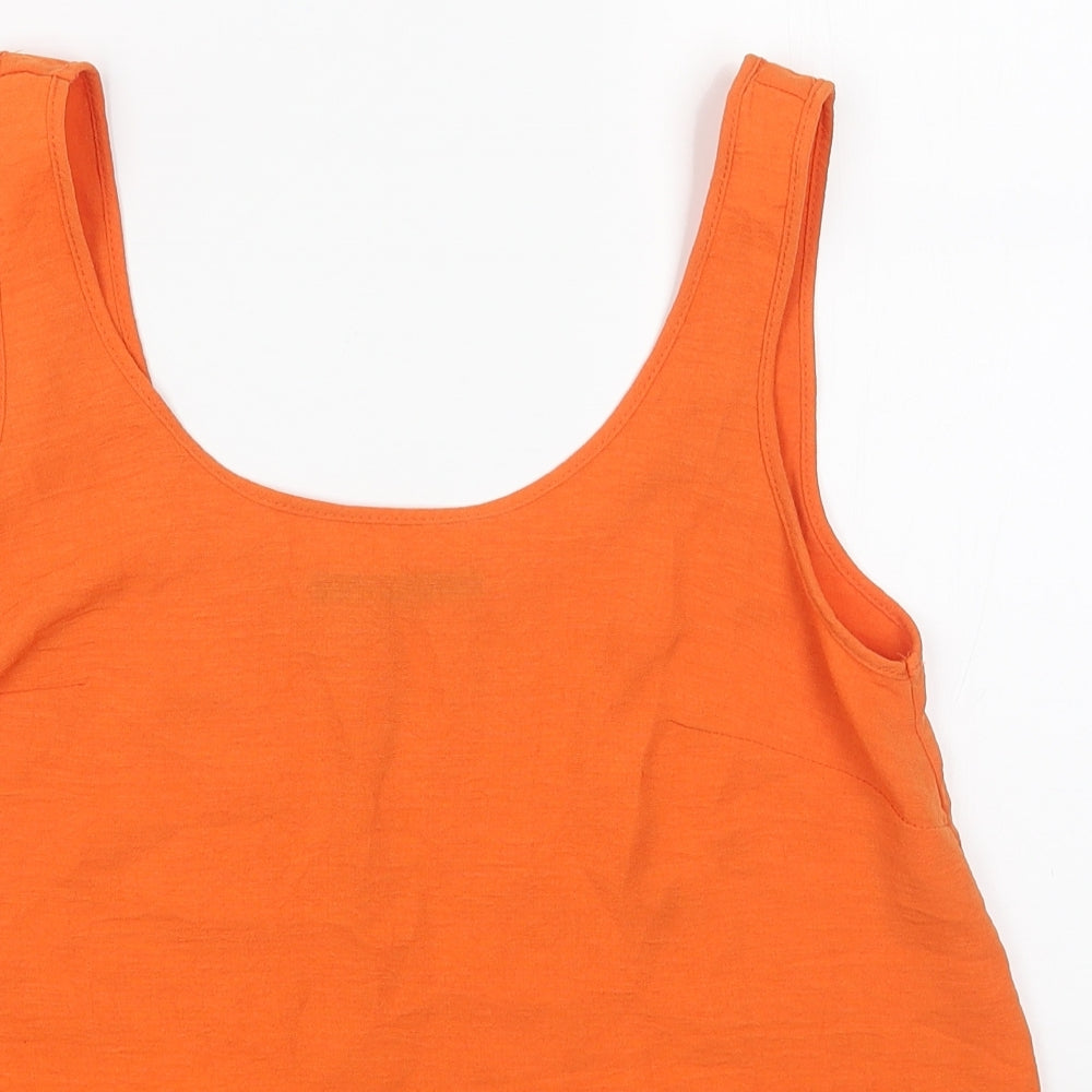 George Womens Orange Polyester Basic Tank Size 6 Scoop Neck