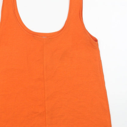 George Womens Orange Polyester Basic Tank Size 6 Scoop Neck