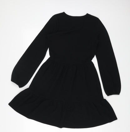 Quiz Womens Black Polyester A-Line Size 10 Round Neck Pullover
