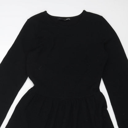 Quiz Womens Black Polyester A-Line Size 10 Round Neck Pullover
