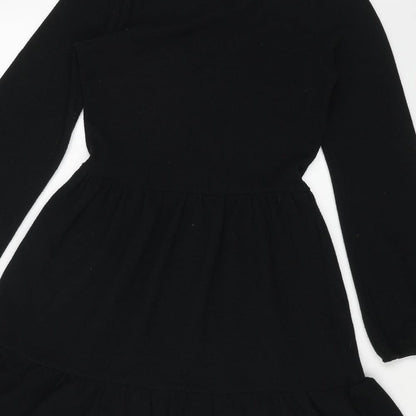 Quiz Womens Black Polyester A-Line Size 10 Round Neck Pullover