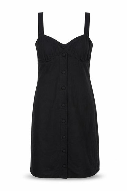 ASOS Womens Black Cotton Tank Dress Size 8 Off the Shoulder Pullover