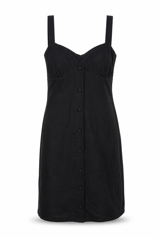 ASOS Womens Black Cotton Tank Dress Size 8 Off the Shoulder Pullover