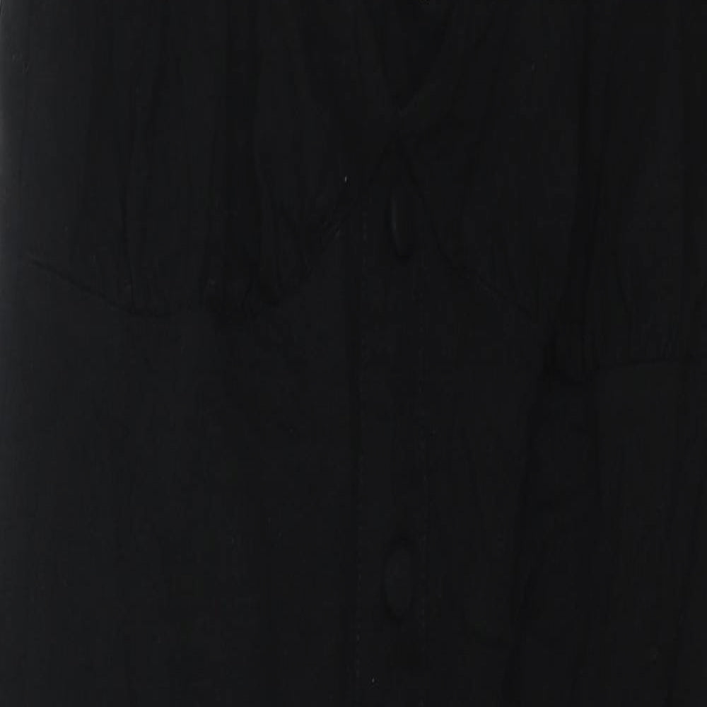 ASOS Womens Black Cotton Tank Dress Size 8 Off the Shoulder Pullover