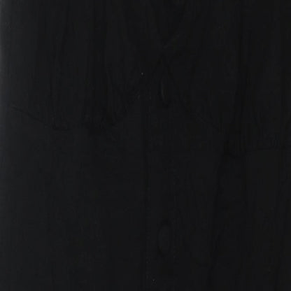 ASOS Womens Black Cotton Tank Dress Size 8 Off the Shoulder Pullover