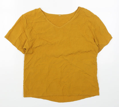 Womens UK Size S Preworn Yellow Basic T-Shirt