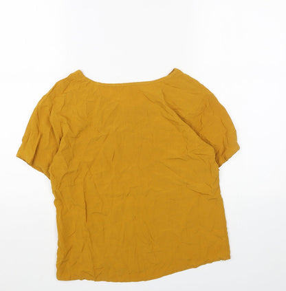Womens UK Size S Preworn Yellow Basic T-Shirt