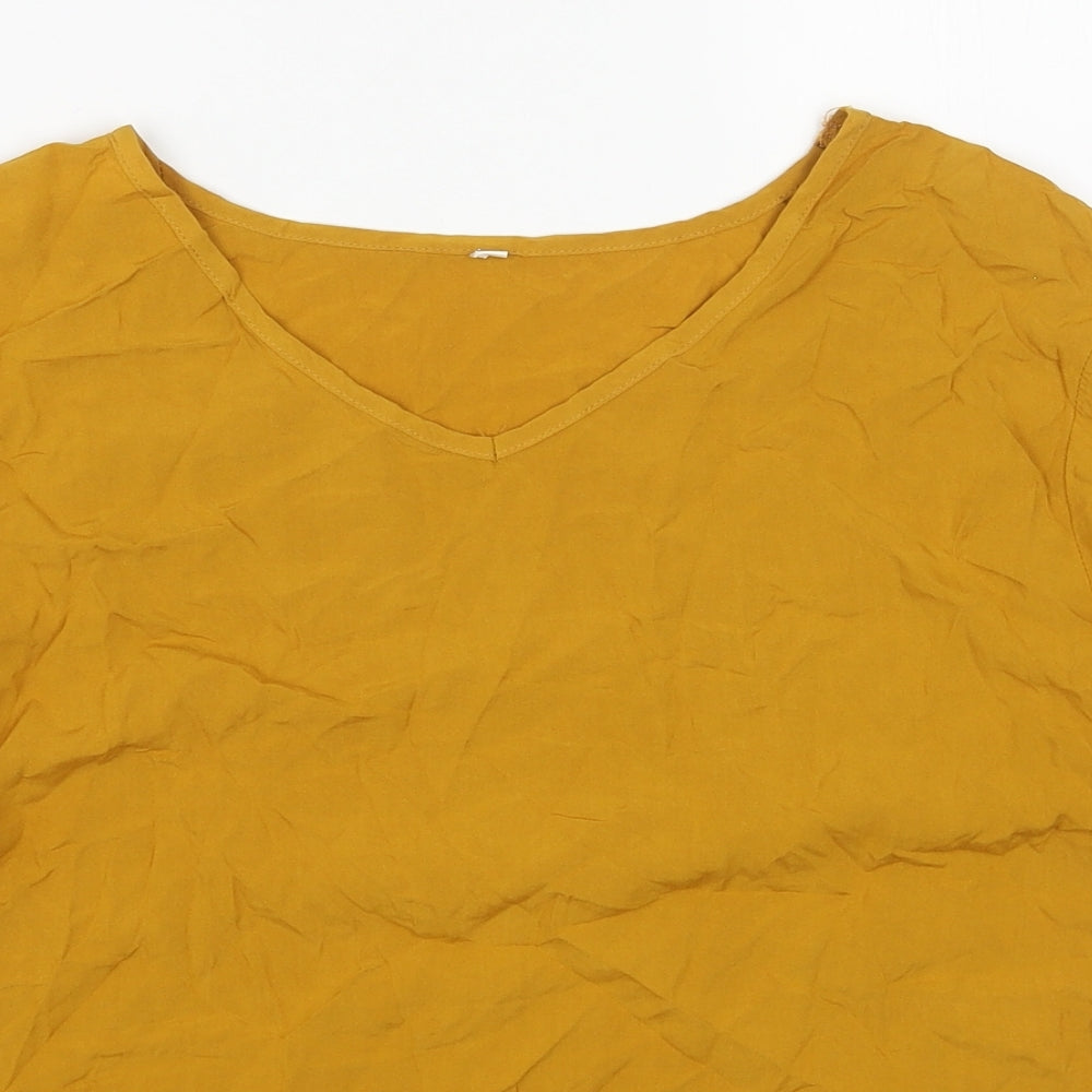 Womens UK Size S Preworn Yellow Basic T-Shirt