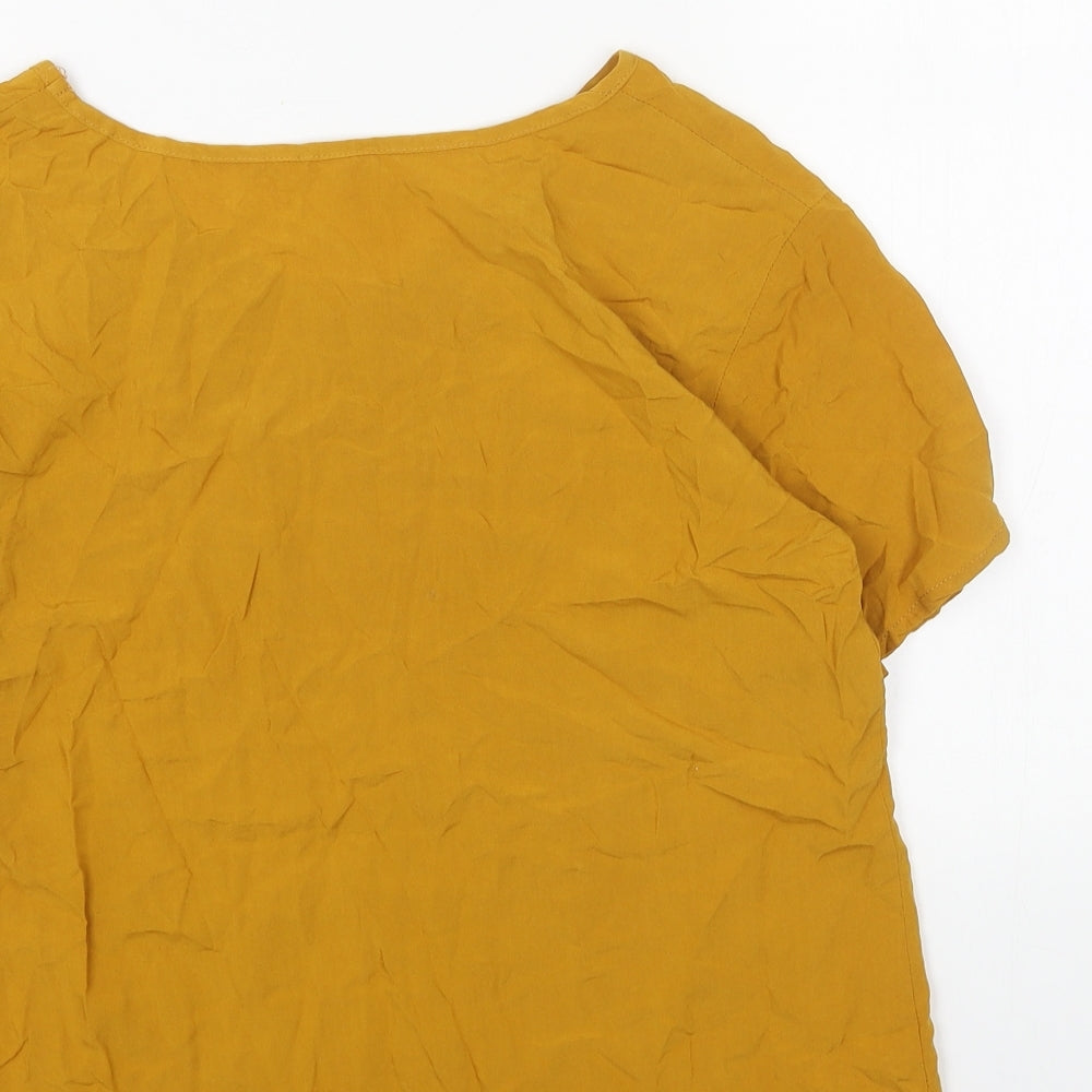 Womens UK Size S Preworn Yellow Basic T-Shirt