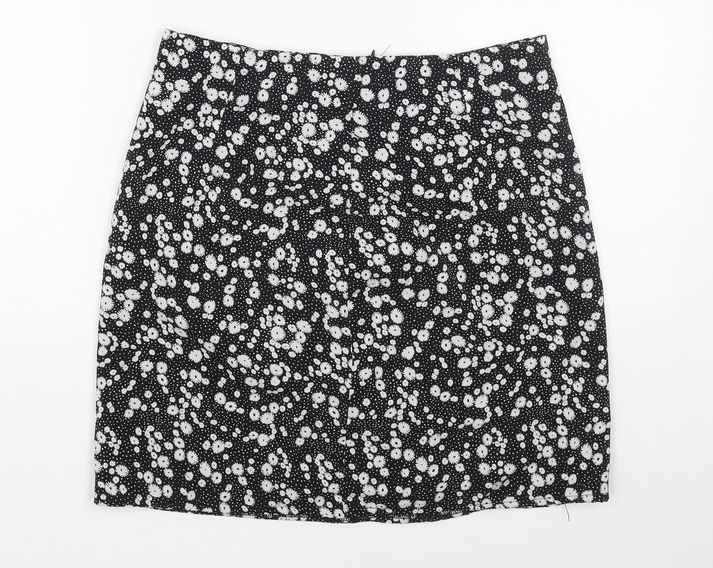 Daisy Street Womens Black Floral Polyester Straight & Pencil Skirt Size 10 Zip