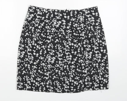 Daisy Street Womens Black Floral Polyester Straight & Pencil Skirt Size 10 Zip