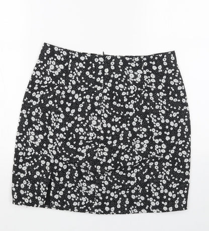 Daisy Street Womens Black Floral Polyester Straight & Pencil Skirt Size 10 Zip