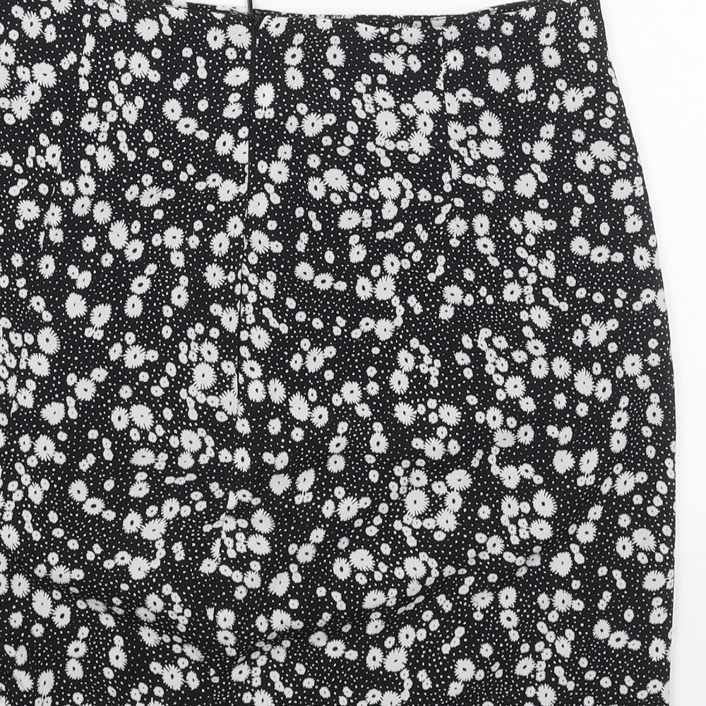 Daisy Street Womens Black Floral Polyester Straight & Pencil Skirt Size 10 Zip