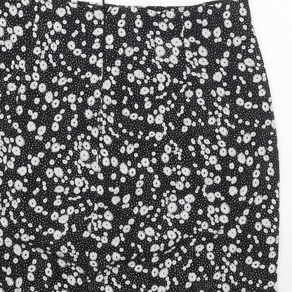 Daisy Street Womens Black Floral Polyester Straight & Pencil Skirt Size 10 Zip