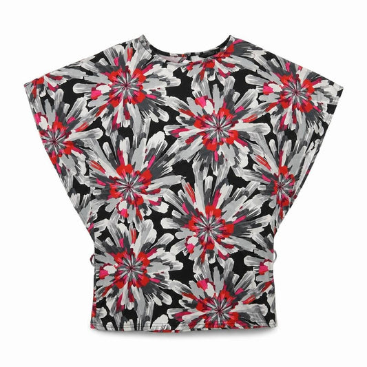 Bonmarché Womens Grey Geometric Polyester Basic Blouse Size 16 Round Neck