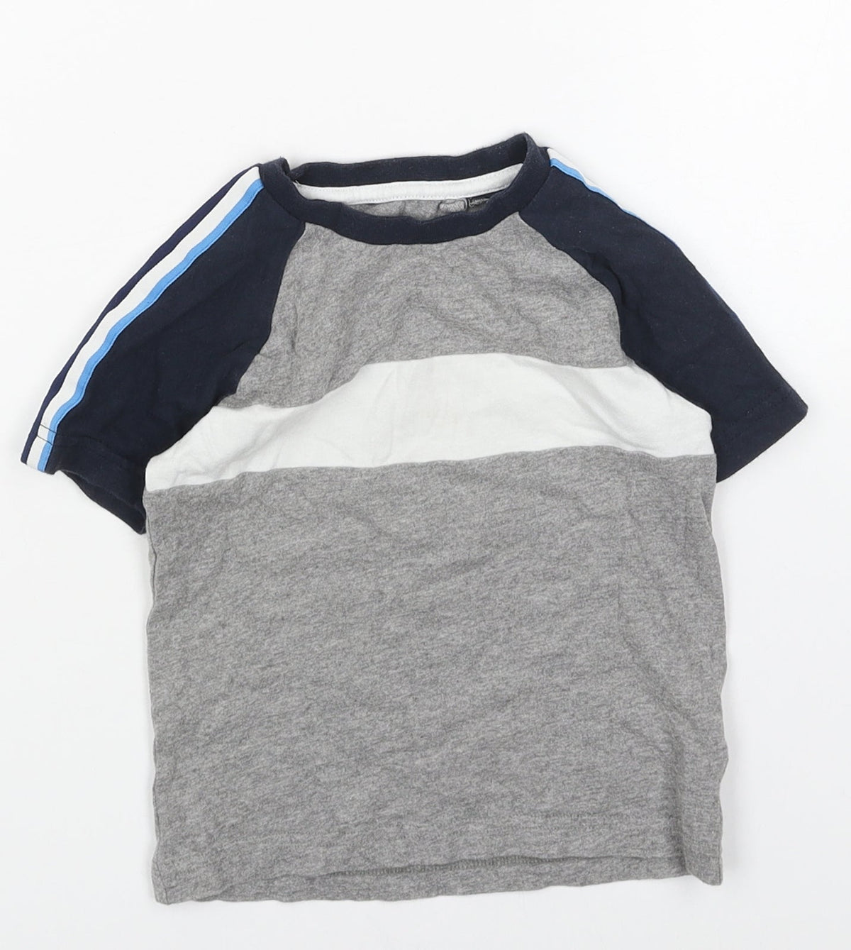 NEXT Boys Grey Colourblock Cotton Basic T-Shirt Size 12 Months Round Neck Pullover