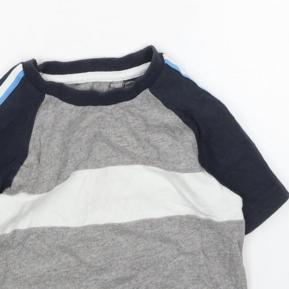 NEXT Boys Grey Colourblock Cotton Basic T-Shirt Size 12 Months Round Neck Pullover