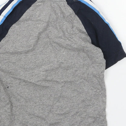 NEXT Boys Grey Colourblock Cotton Basic T-Shirt Size 12 Months Round Neck Pullover