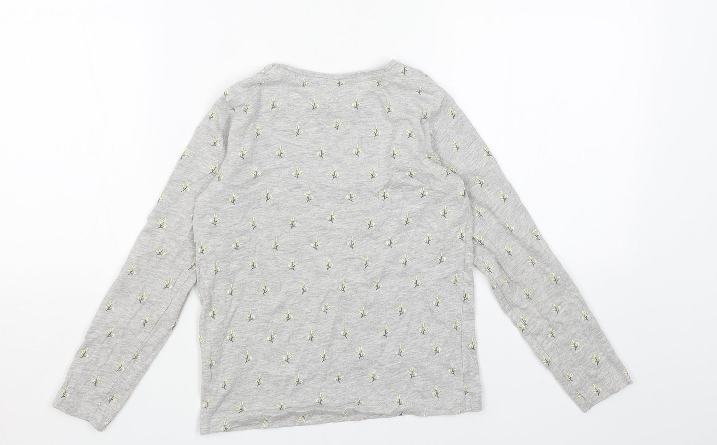 Primark Girls Grey Geometric Cotton Basic T-Shirt Size 7-8 Years Round Neck Pullover - Believe Everyday