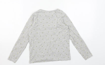 Primark Girls Grey Geometric Cotton Basic T-Shirt Size 7-8 Years Round Neck Pullover - Believe Everyday