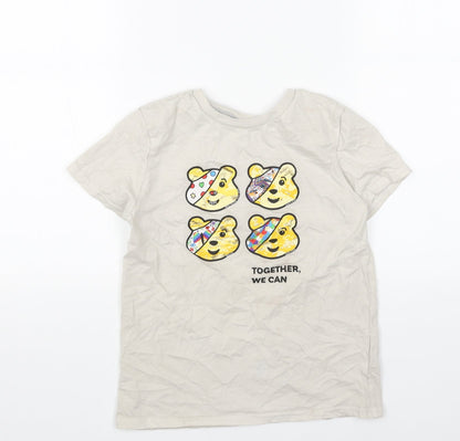 George Womens Beige Cotton Basic T-Shirt Size 10 Round Neck