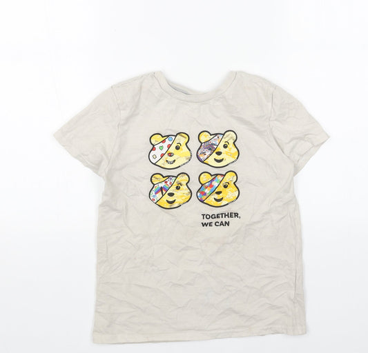 George Womens Beige Cotton Basic T-Shirt Size 10 Round Neck