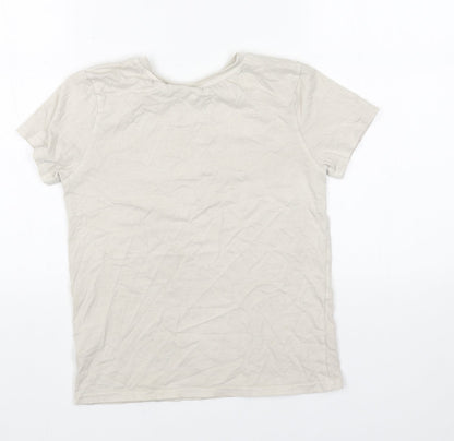 George Womens Beige Cotton Basic T-Shirt Size 10 Round Neck