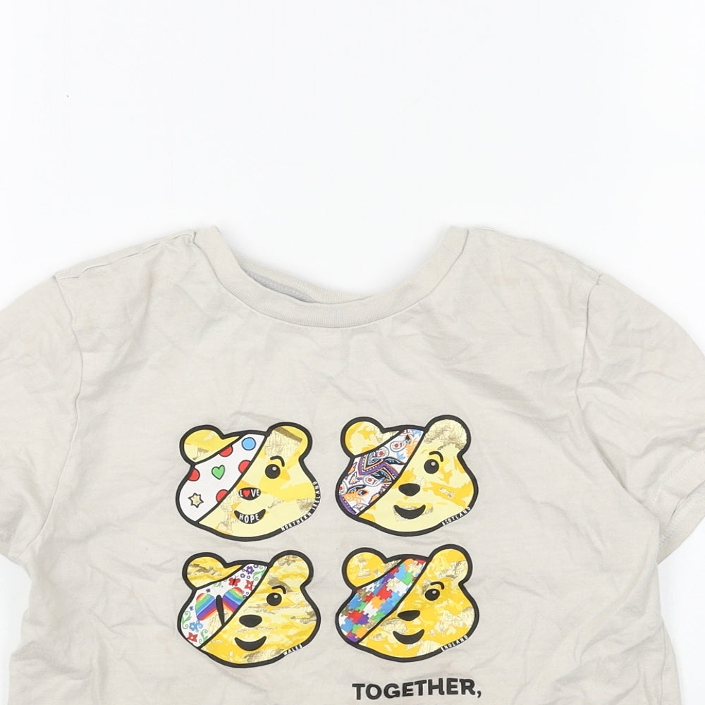 George Womens Beige Cotton Basic T-Shirt Size 10 Round Neck