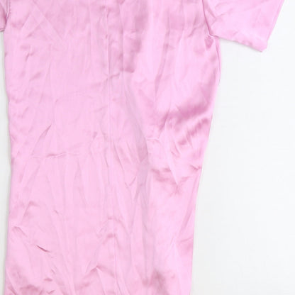Zara Womens Pink Polyester T-Shirt Dress Size XS Round Neck Zip