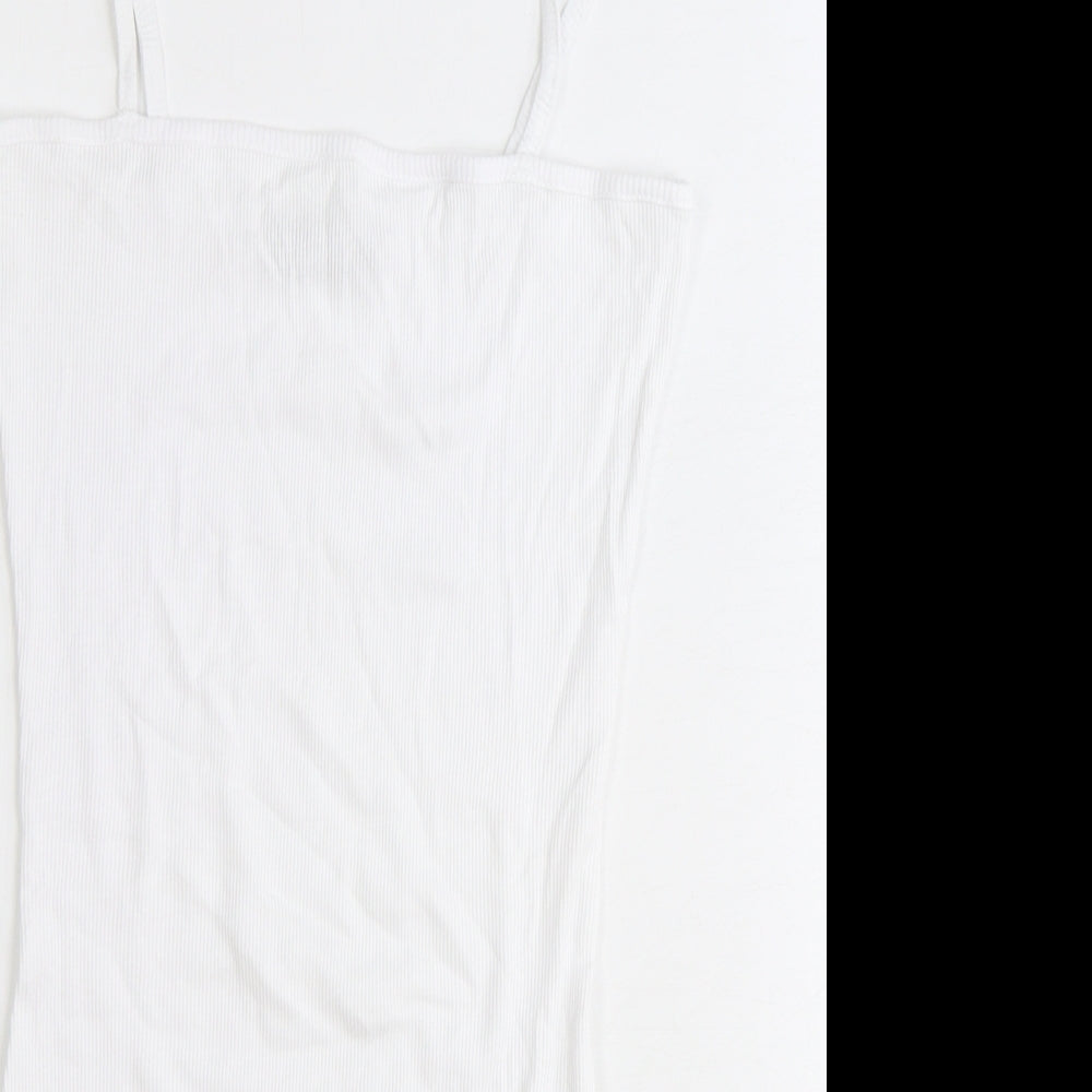 Boohoo Womens White 100% Cotton Bodysuit One-Piece Size 12 Snap