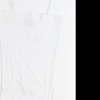 Boohoo Womens White 100% Cotton Bodysuit One-Piece Size 12 Snap