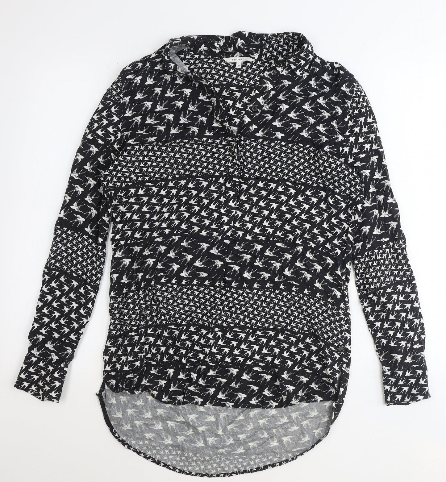 Womens UK Size 6 Sandwich Black Basic Button-Up