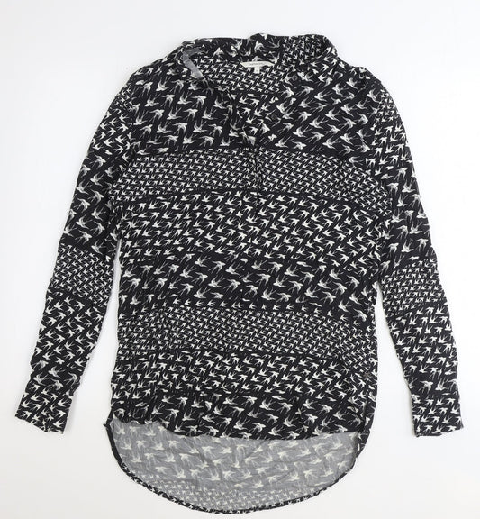 Womens UK Size 6 Sandwich Black Basic Button-Up