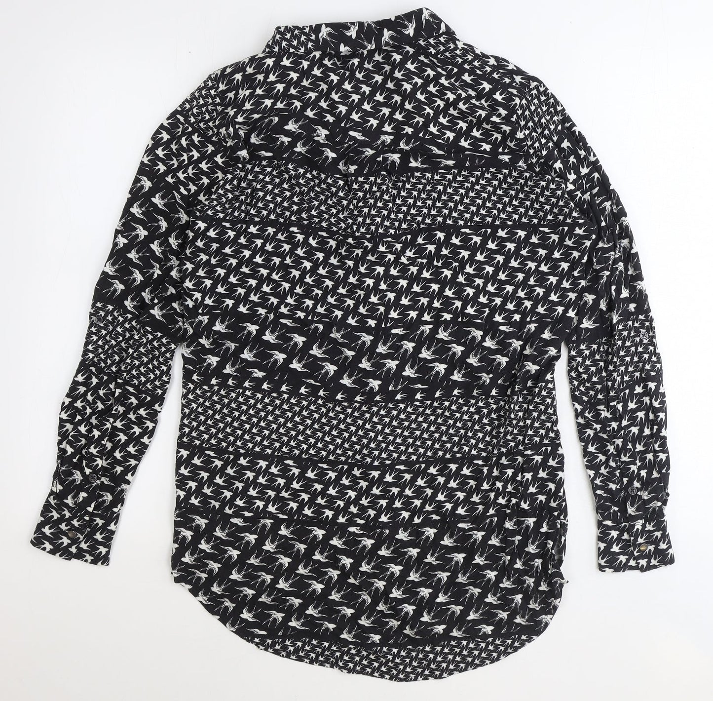 Womens UK Size 6 Sandwich Black Basic Button-Up