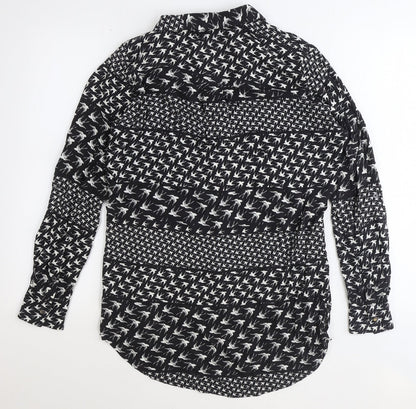 Womens UK Size 6 Sandwich Black Basic Button-Up