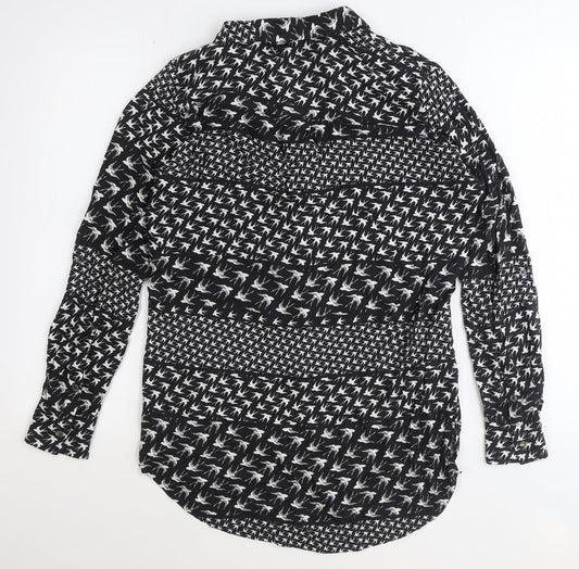 Womens UK Size 6 Sandwich Black Basic Button-Up