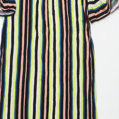 Primark Womens Multicoloured Striped Polyester Shift Size 6 Off the Shoulder Pullover - Bardot