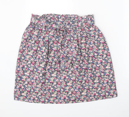 Oasis Womens Multicoloured Floral Polyester Skater Skirt Size 21 in Tie