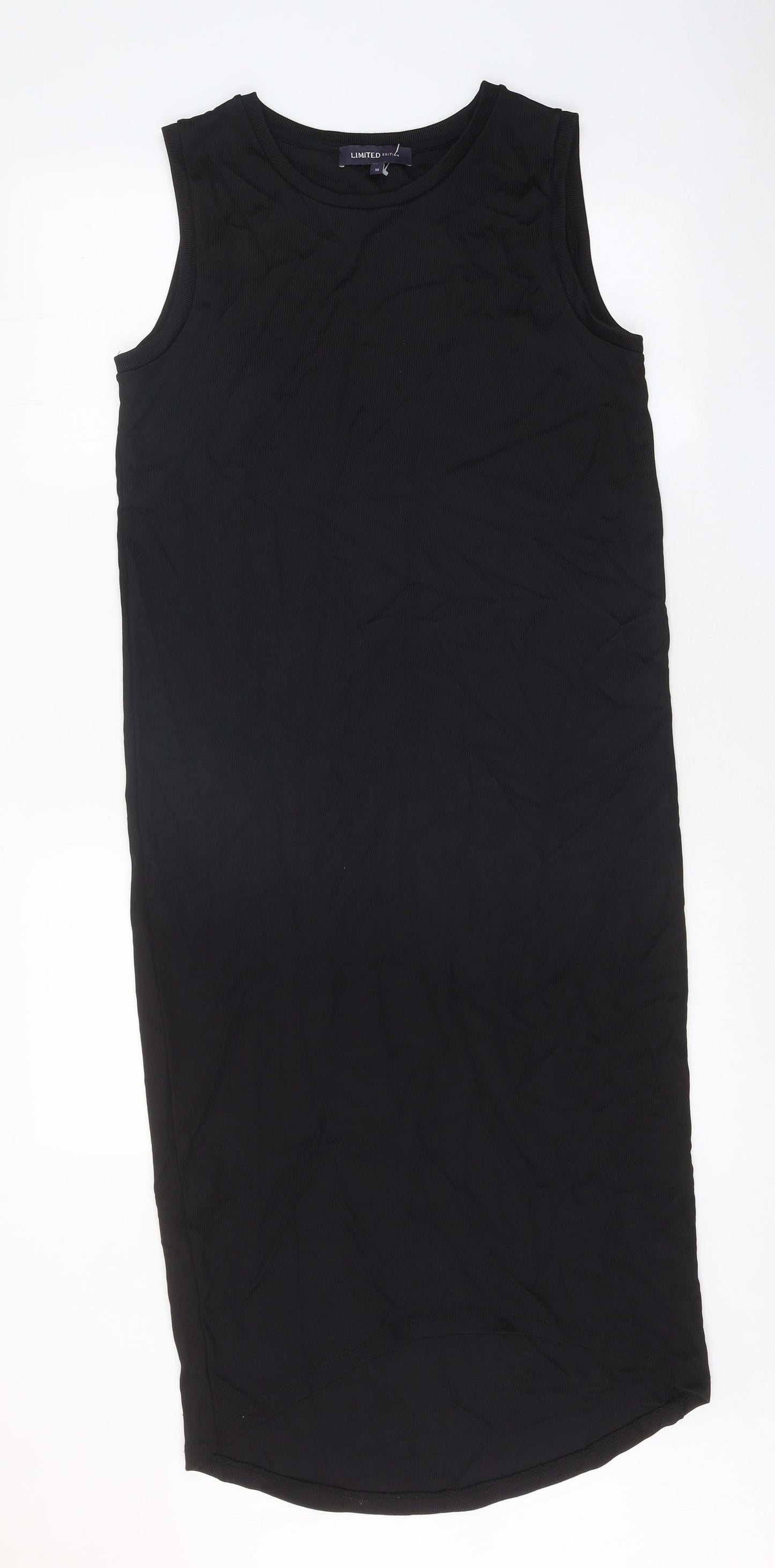 Limited Edition Womens Black Viscose Tank Dress Size 10 Round Neck Pullover