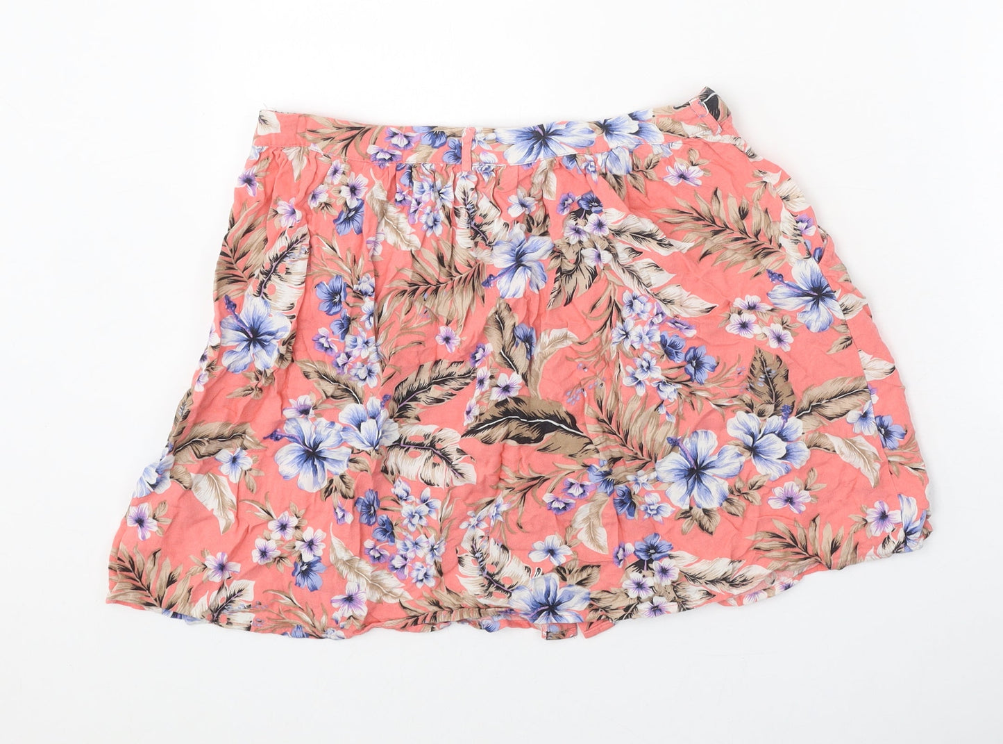 New Look Womens Multicoloured Floral Viscose Skater Skirt Size 10 Button