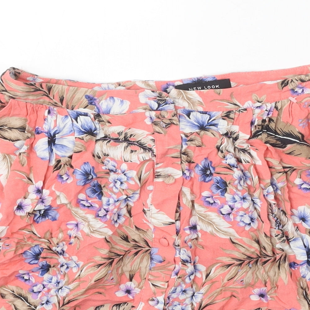 New Look Womens Multicoloured Floral Viscose Skater Skirt Size 10 Button