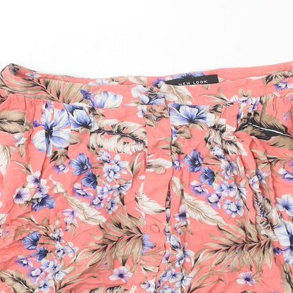 New Look Womens Multicoloured Floral Viscose Skater Skirt Size 10 Button