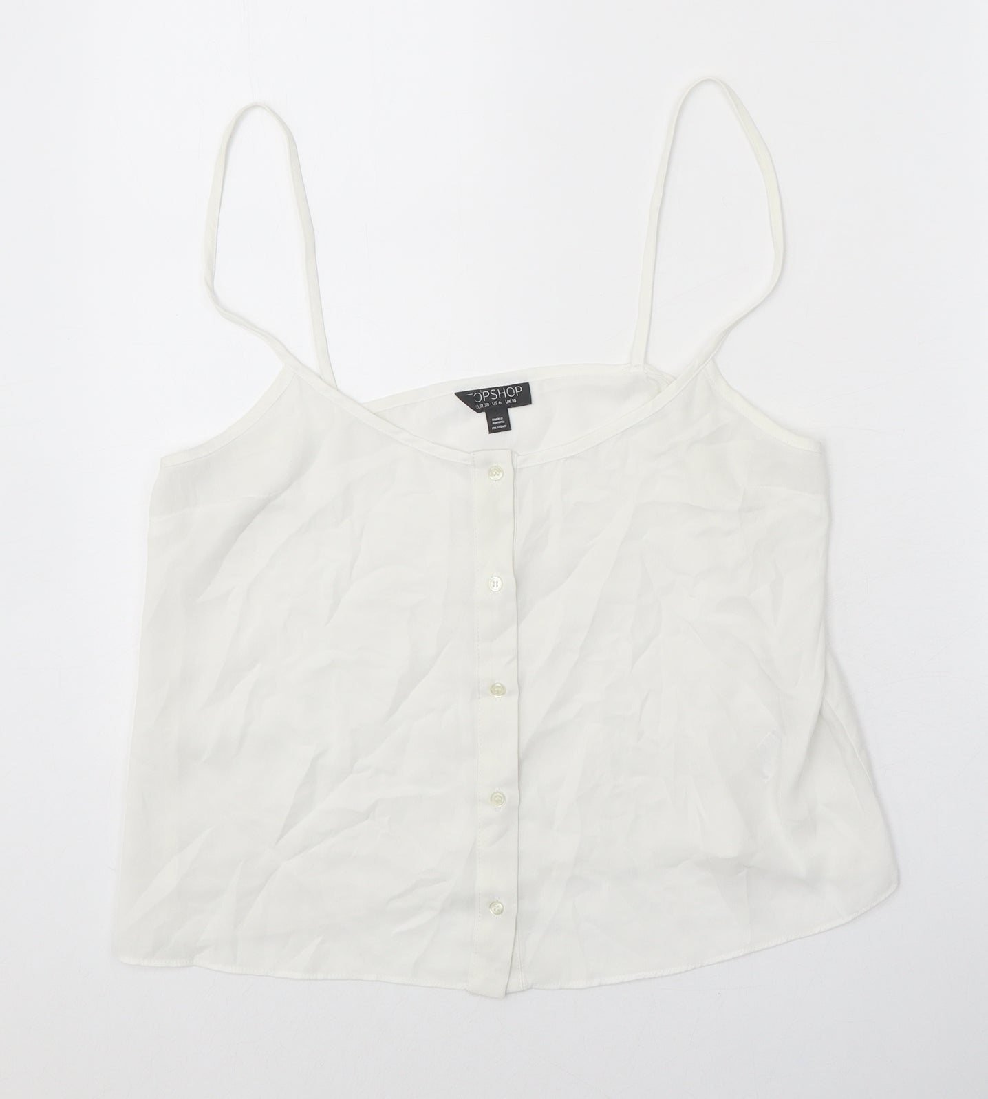 Womens UK Size 10 Topshop White Cropped Tank